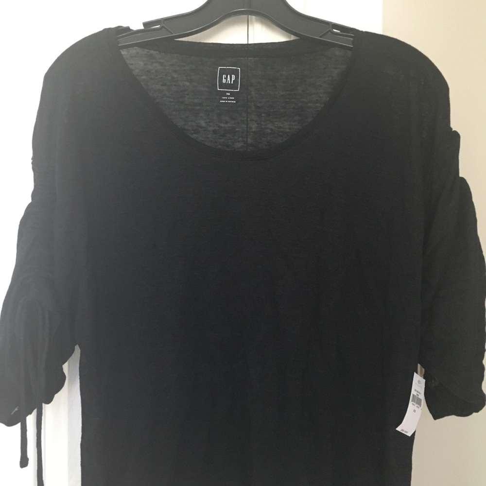 NWT Gap Top 100% Linen Ruched Tie Sleeve Size XS